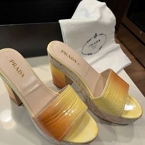 Prada High Heel Clogs with Cork Base
